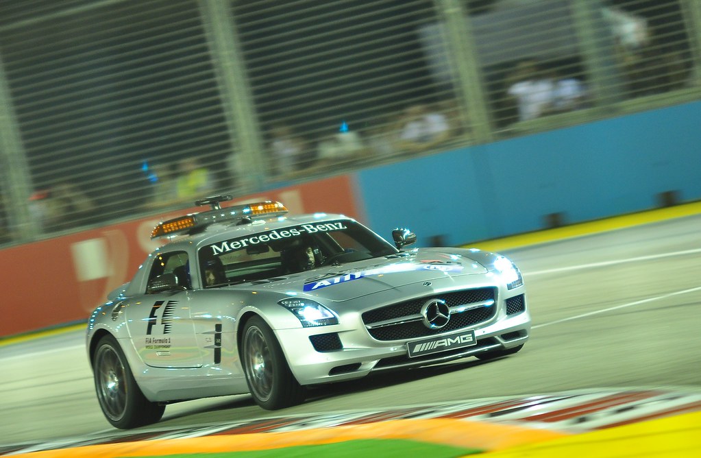 The F1 safety car on the Marina Bay Street Circuit